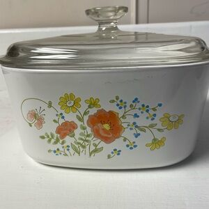 Vintage Corning ware WILDFLOWERS 3qt casserole dish with Pyrex lid